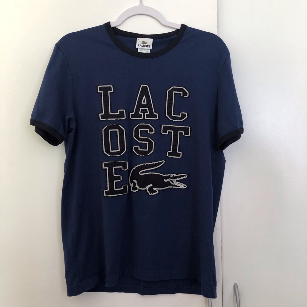 Mens Lacoste ringer Cotton t-shirt size 4